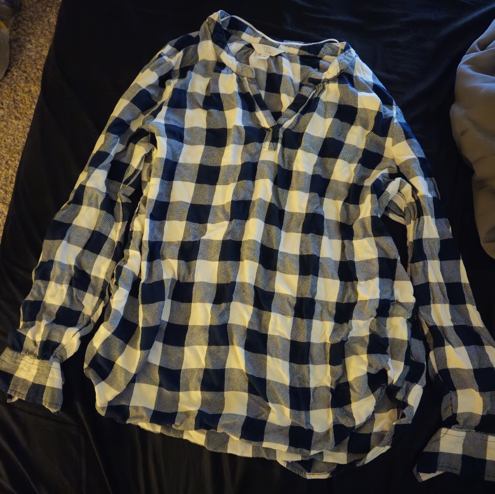 Dark Blue Time and Tru Long Sleeve Flannel